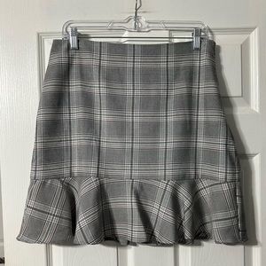 Loft Plaid Ruffle Hemline Mini Skirt